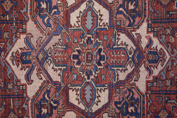 10' X 14' Red Tan And Blue Floral Power Loom Area Rug