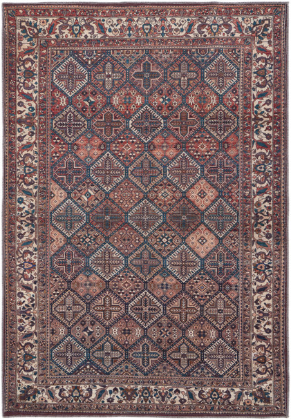 5' X 8' Brown Red And Ivory Floral Power Loom Area Rug
