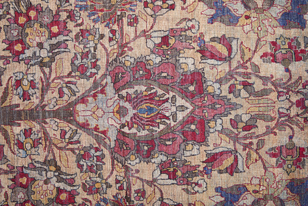 8' Red Tan And Pink Floral Power Loom Runner Rug