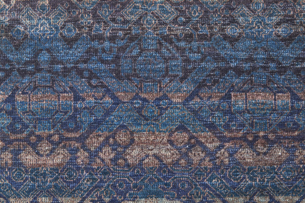 5' X 8' Blue Purple And Brown Floral Power Loom Area Rug