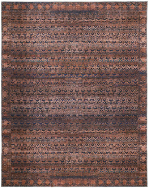 2' X 3' Red Brown And Blue Floral Power Loom Area Rug