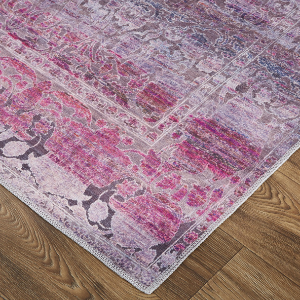 8' X 10' Pink And Purple Floral Power Loom Area Rug