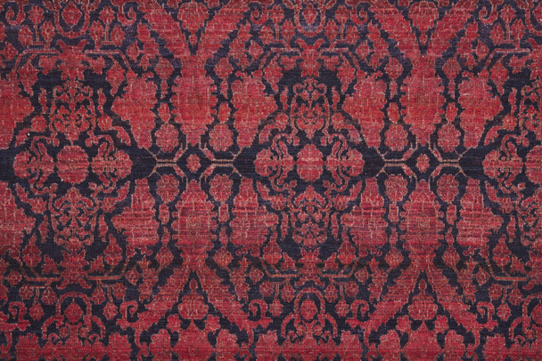 8' Red And Black Floral Power Loom Runner Rug
