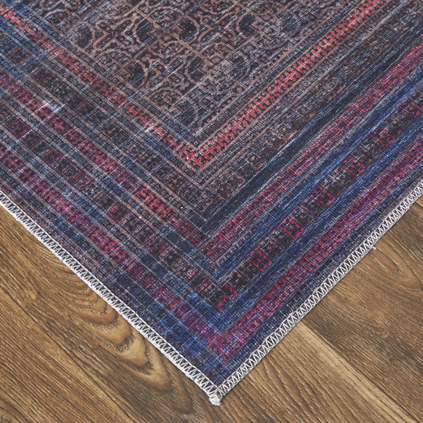 5' X 8' Blue Pink And Purple Floral Power Loom Area Rug