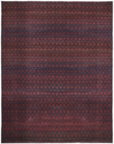 5' X 8' Red And Gray Striped Power Loom Area Rug