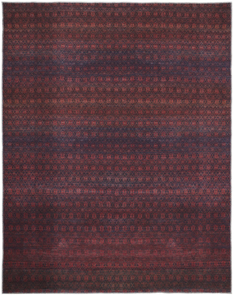 2' X 3' Red And Gray Striped Power Loom Area Rug