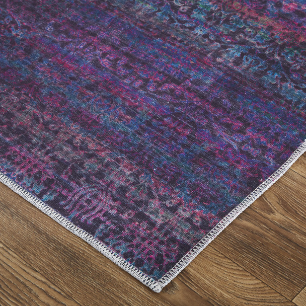 2' X 3' Blue And Purple Striped Power Loom Area Rug