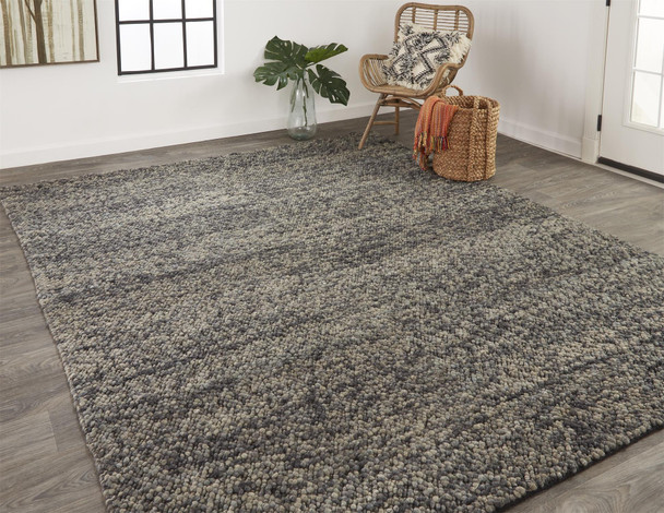 4' X 6' Gray Taupe And Black Wool Hand Woven Stain Resistant Area Rug
