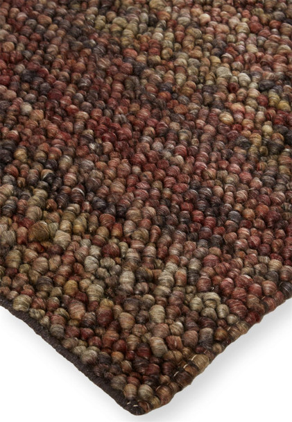5' X 8' Brown Orange And Red Wool Hand Woven Distressed Stain Resistant Area Rug