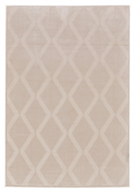 2' X 3' Ivory And Tan Geometric Stain Resistant Area Rug