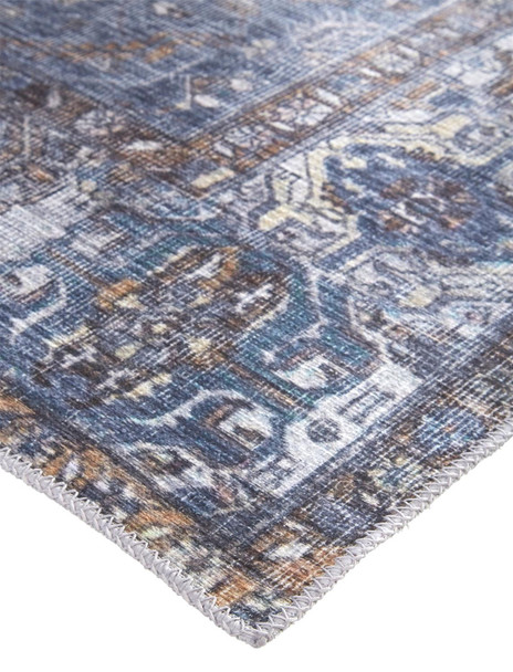 2' X 3' Blue Ivory And Brown Floral Area Rug