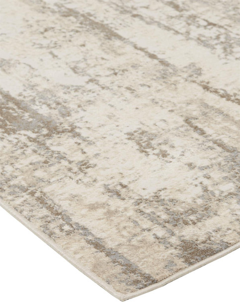 2' X 3' Ivory And Brown Abstract Area Rug