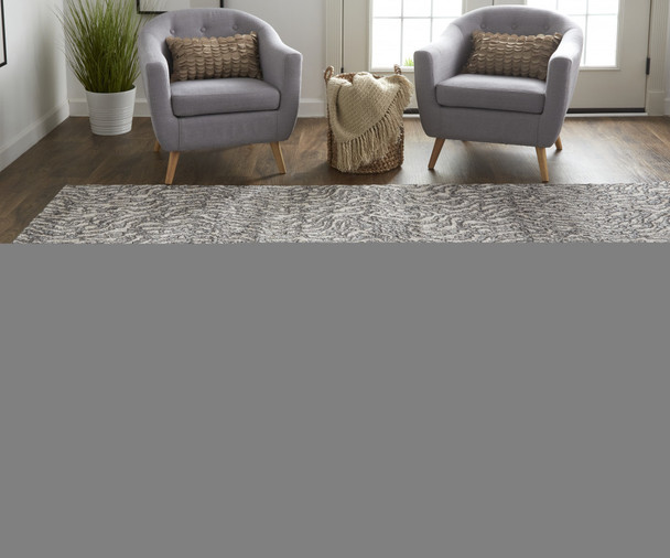 2' X 3' Gray Taupe And Ivory Abstract Power Loom Stain Resistant Area Rug