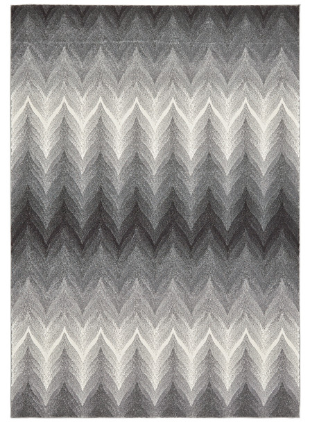 2' X 3' Gray And White Geometric Stain Resistant Area Rug