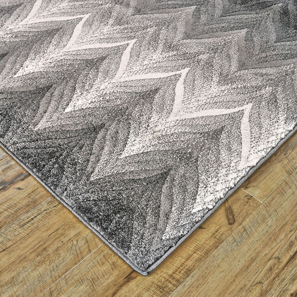 2' X 3' Gray And White Geometric Stain Resistant Area Rug
