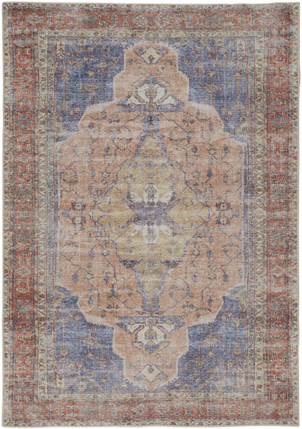 2' X 3' Red Tan And Blue Abstract Area Rug