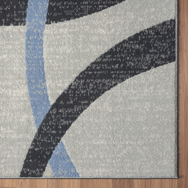 5' X 7' Ivory Blue and Gray Geometric Area Rug