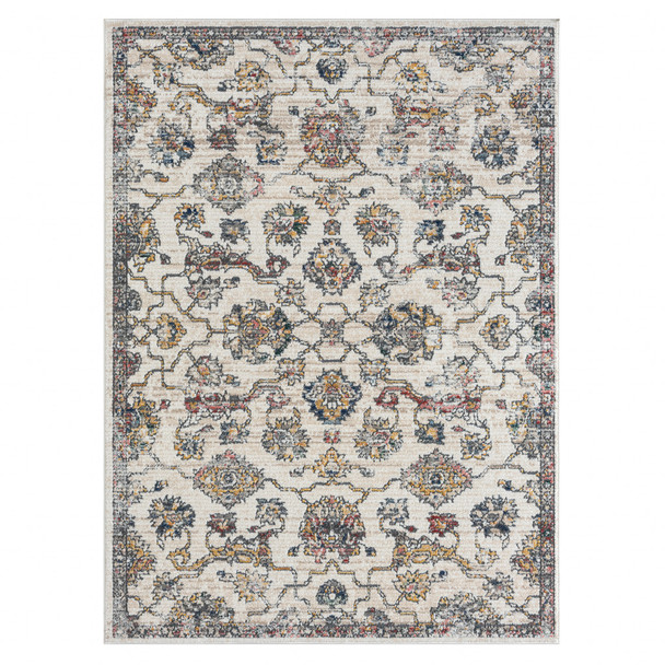 5' X 7' Gray Floral Area Rug