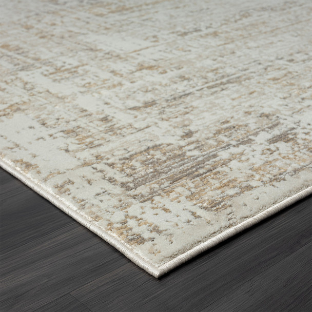 2' X 8' Beige Abstract Distressed Runner Rug