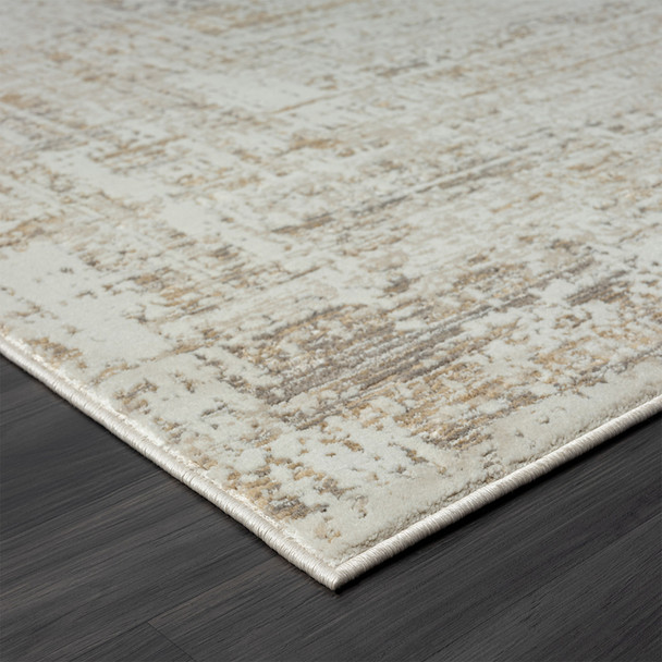 2' X 10' Beige Abstract Distressed Runner Rug