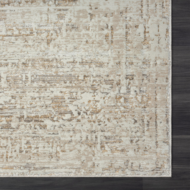 2' X 10' Beige Abstract Distressed Runner Rug