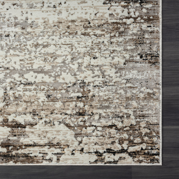 2' X 10' Beige Abstract Distressed Runner Rug