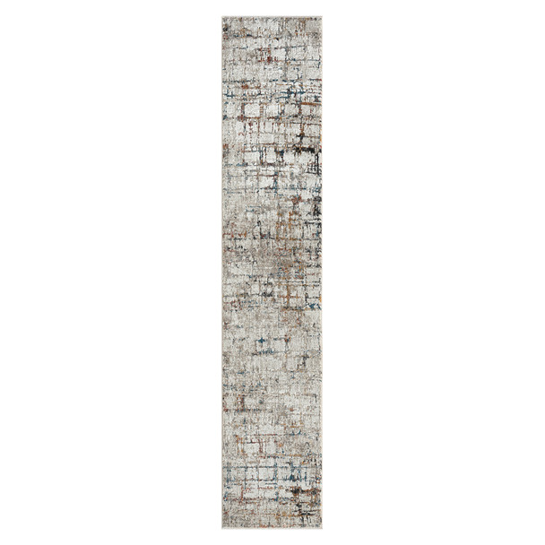 2' X 8' Gray Abstract Distressed Runner Rug