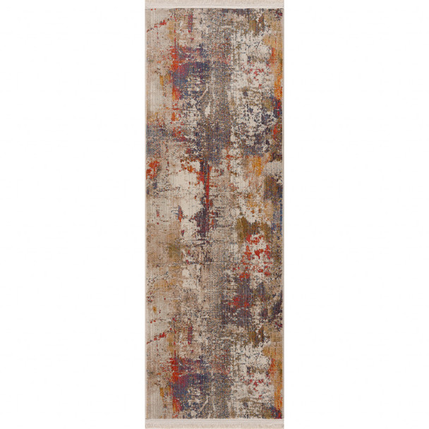 2' X 6' Gray Abstract Distressed Runner Rug