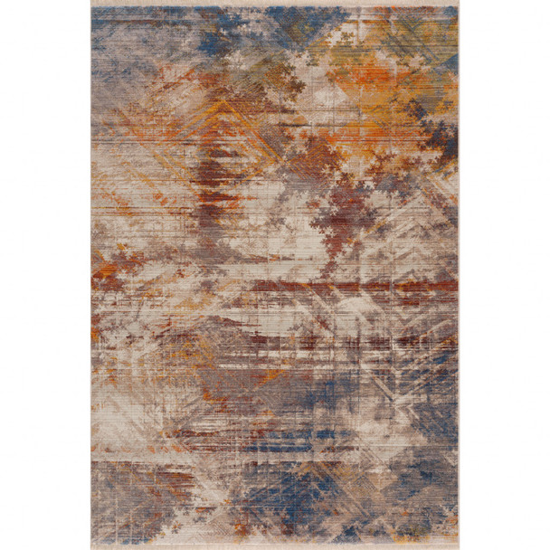 5' X 8' Gray Abstract Distressed Area Rug