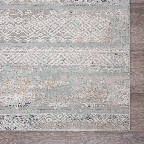 9' X 12' Blue Abstract Distressed Area Rug