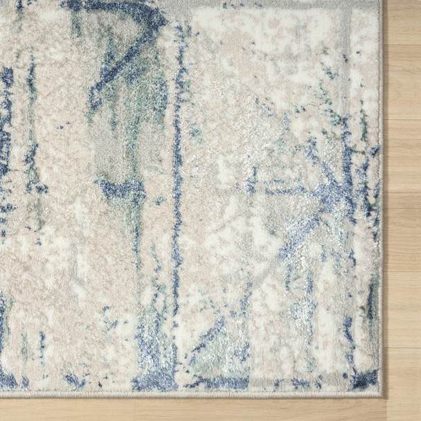 8' X 10' Blue Abstract Stain Resistant Area Rug