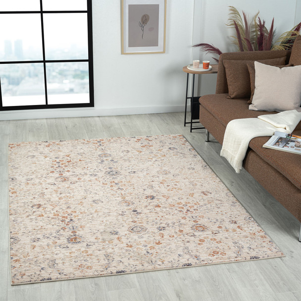 8' X 10' Ivory Floral Area Rug