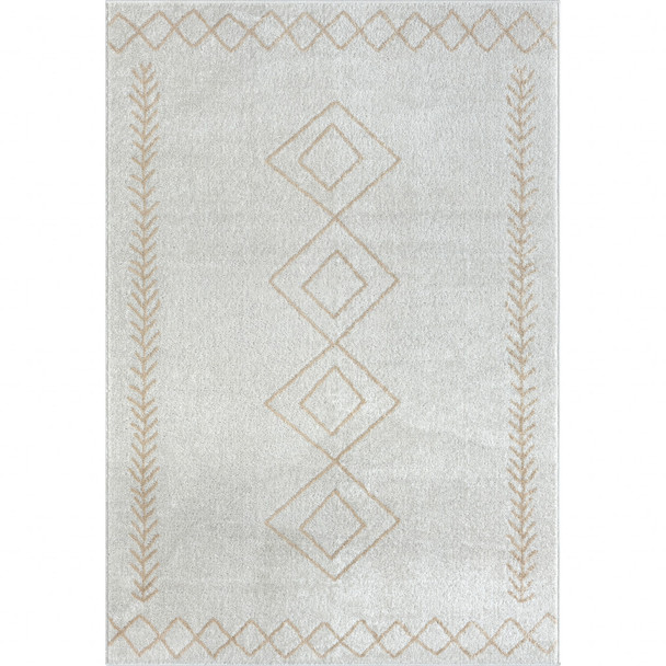 8' X 10' Cream Diamond Area Rug