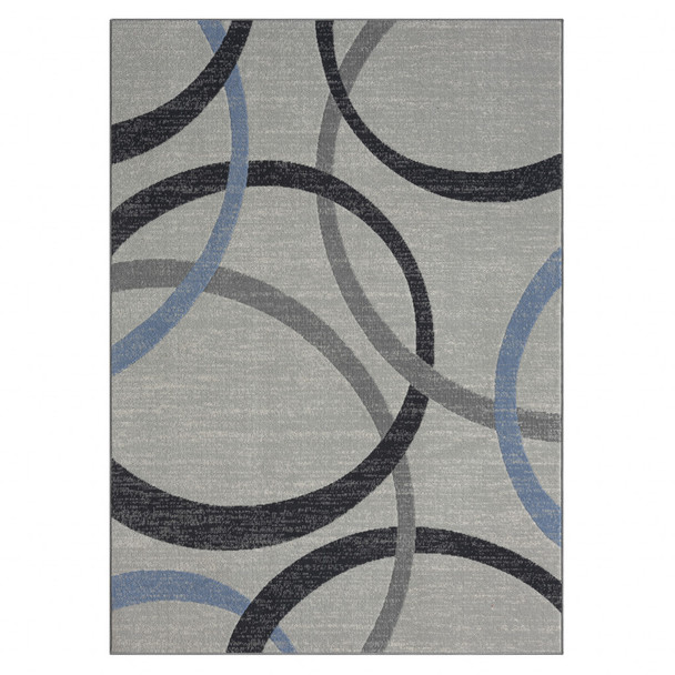 8' X 10' Blue Geometric Area Rug