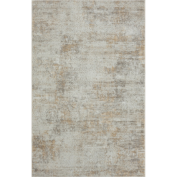 9' X 12' Gray Damask Distressed Area Rug
