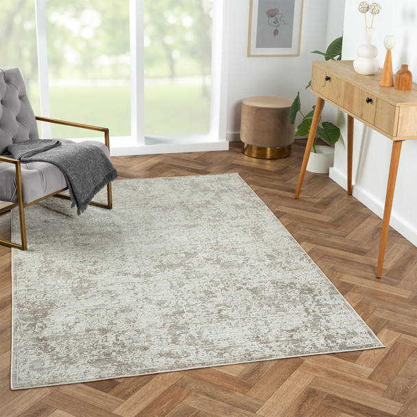 10' X 14' Gray Abstract Distressed Area Rug