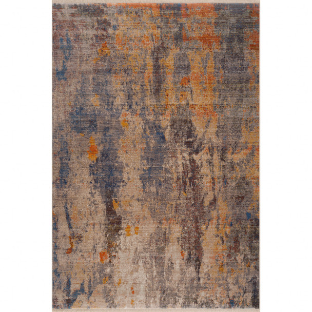 2' X 3' Beige Abstract Distressed Area Rug