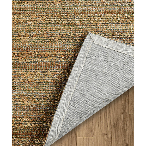 5' X 8' Green Abstract Hand Woven Non Skid Area Rug