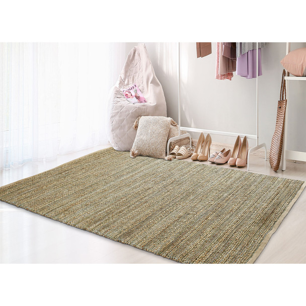 8' X 10' Green Abstract Hand Woven Non Skid Area Rug