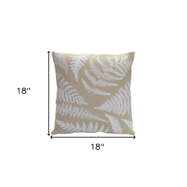 18" Dark Tan And White Zippered Cotton Blend Throw Pillow