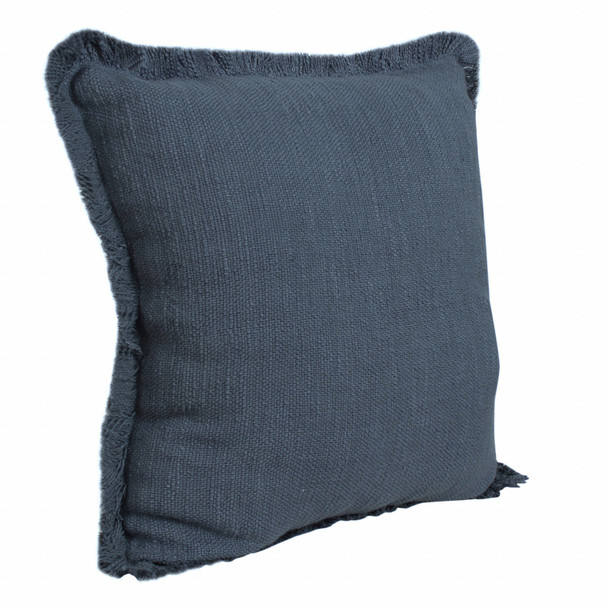 Set Of Two 20" X 20" Blue Solid Color Zippered 100% Cotton Throw Pillow