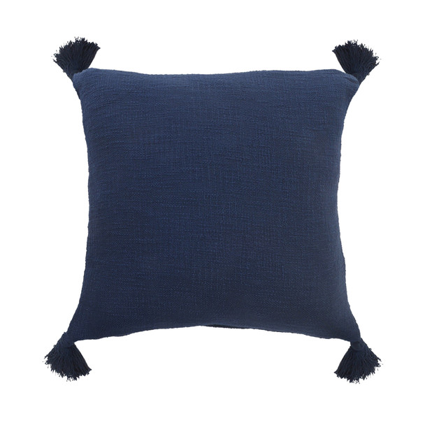 Set Of Two 20" X 20" Blue Solid Color Zippered 100% Cotton Throw Pillow