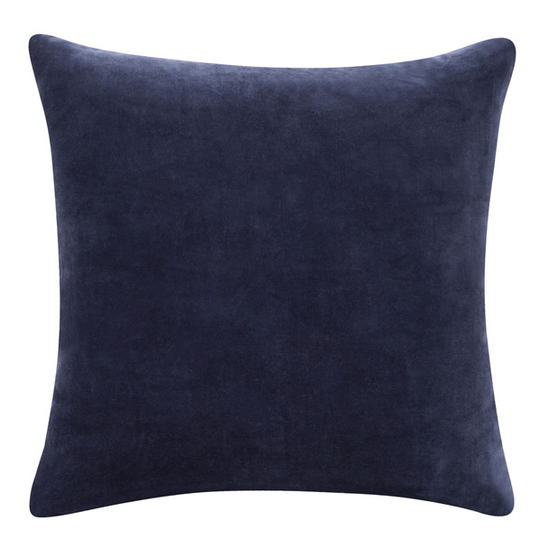 Set Of Two 20" X 20" Blue Solid Color Zippered 100% Cotton Throw Pillow