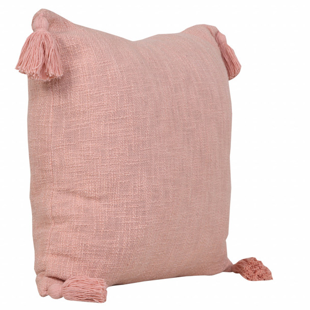 Set Of Two 20" X 20" Pink Solid Color Zippered 100% Cotton Throw Pillow