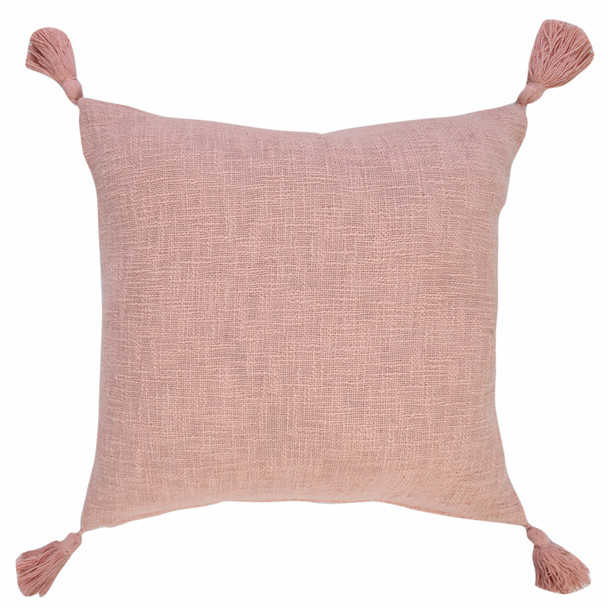 Set Of Two 20" X 20" Pink Solid Color Zippered 100% Cotton Throw Pillow