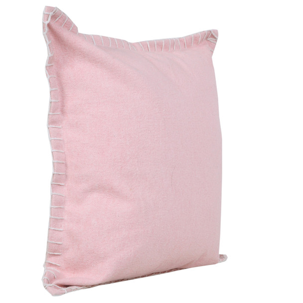 Set Of Two 20" X 20" Pink Solid Color Zippered 100% Cotton Throw Pillow