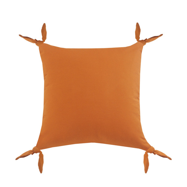 Set Of Two 20" X 20" Orange Solid Color Zippered 100% Cotton Throw Pillow