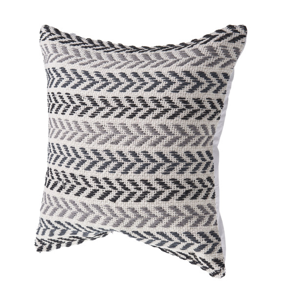 Set Of Two 18" X 18" White Chevron Zippered 100% Cotton Throw Pillow