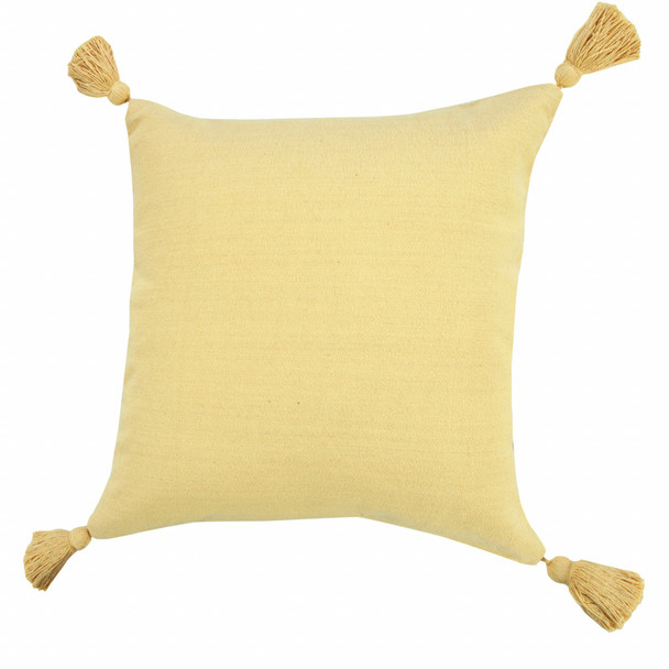 Set Of Two 20" X 20" Yellow Solid Color Zippered 100% Cotton Throw Pillow