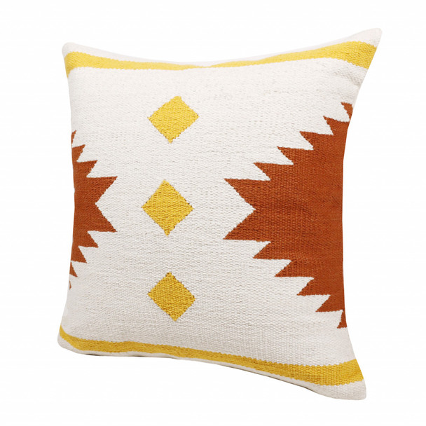 Set Of Two 20" X 20" White Geometric Zippered 100% Cotton Throw Pillow